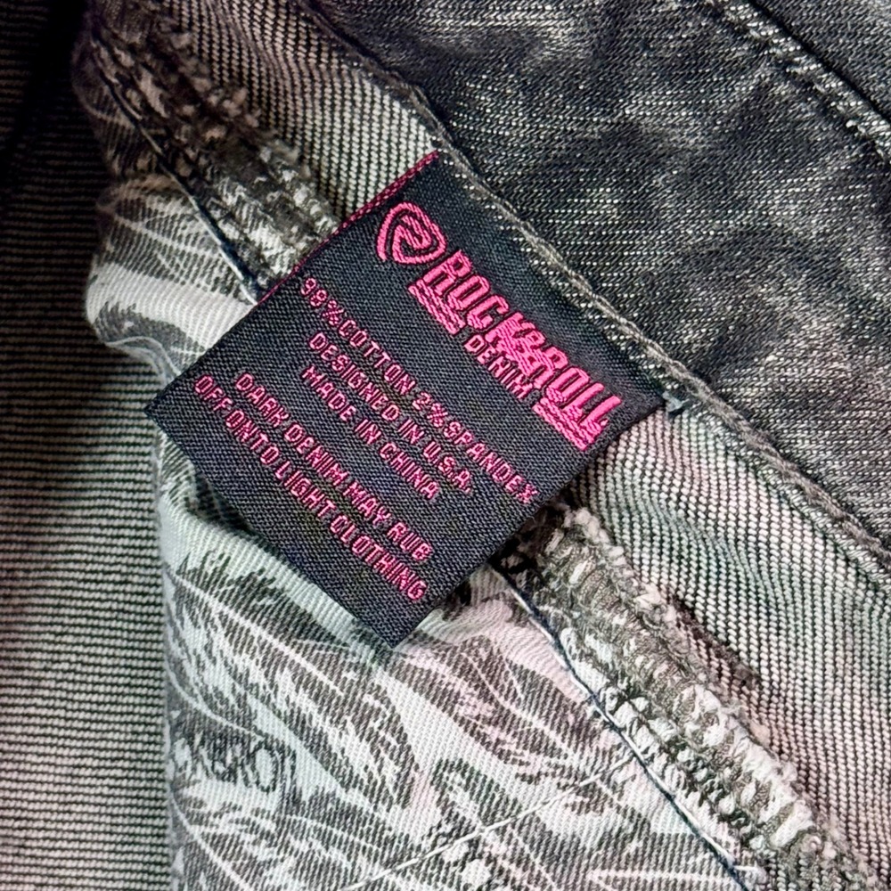 Rock & Roll Denim High Rise Button Front Stretch Skirt Size 30 Black‎ Wash - Picture 5 of 10